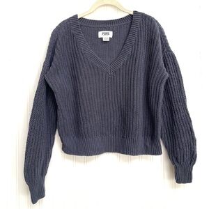 Victoria’s Secret PINK Women’s Cropped Long-Sleeved Sweater Dark Gray Size Small
